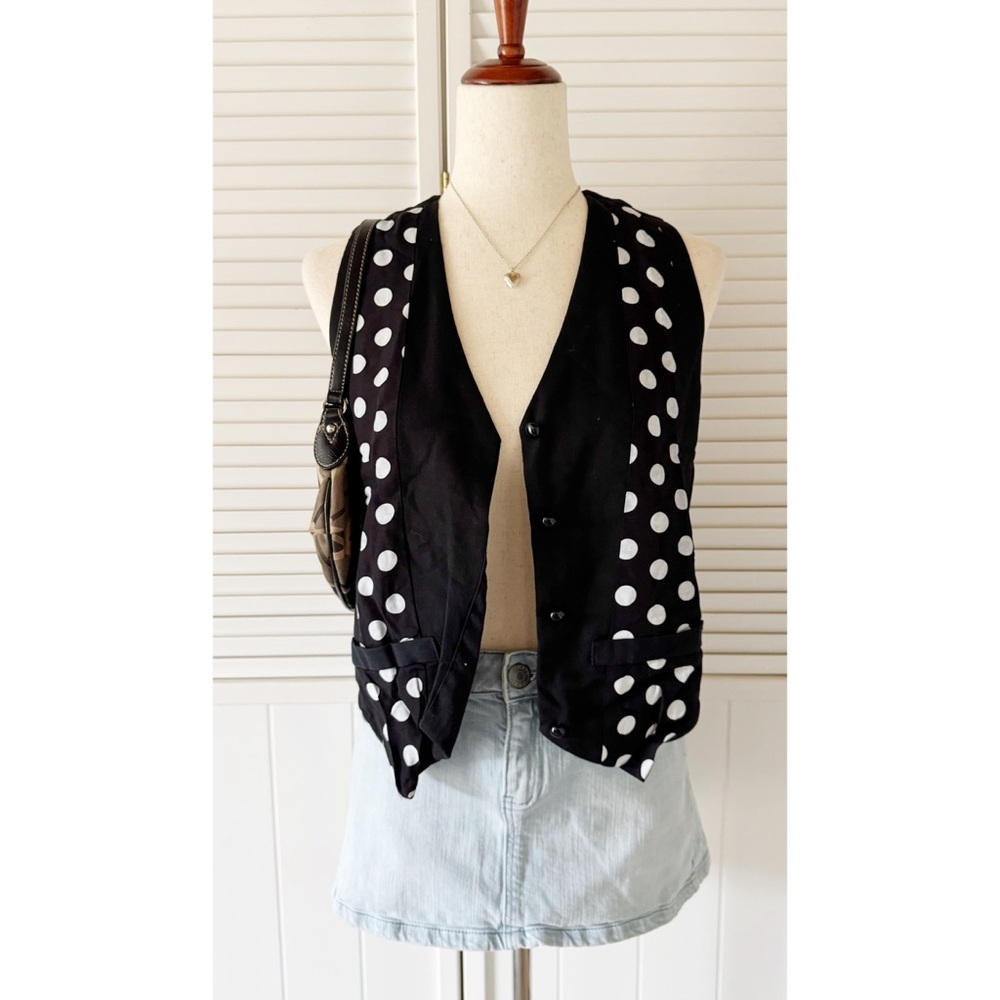 Katelyn Rose VTG Polkadotted Black Vest Top